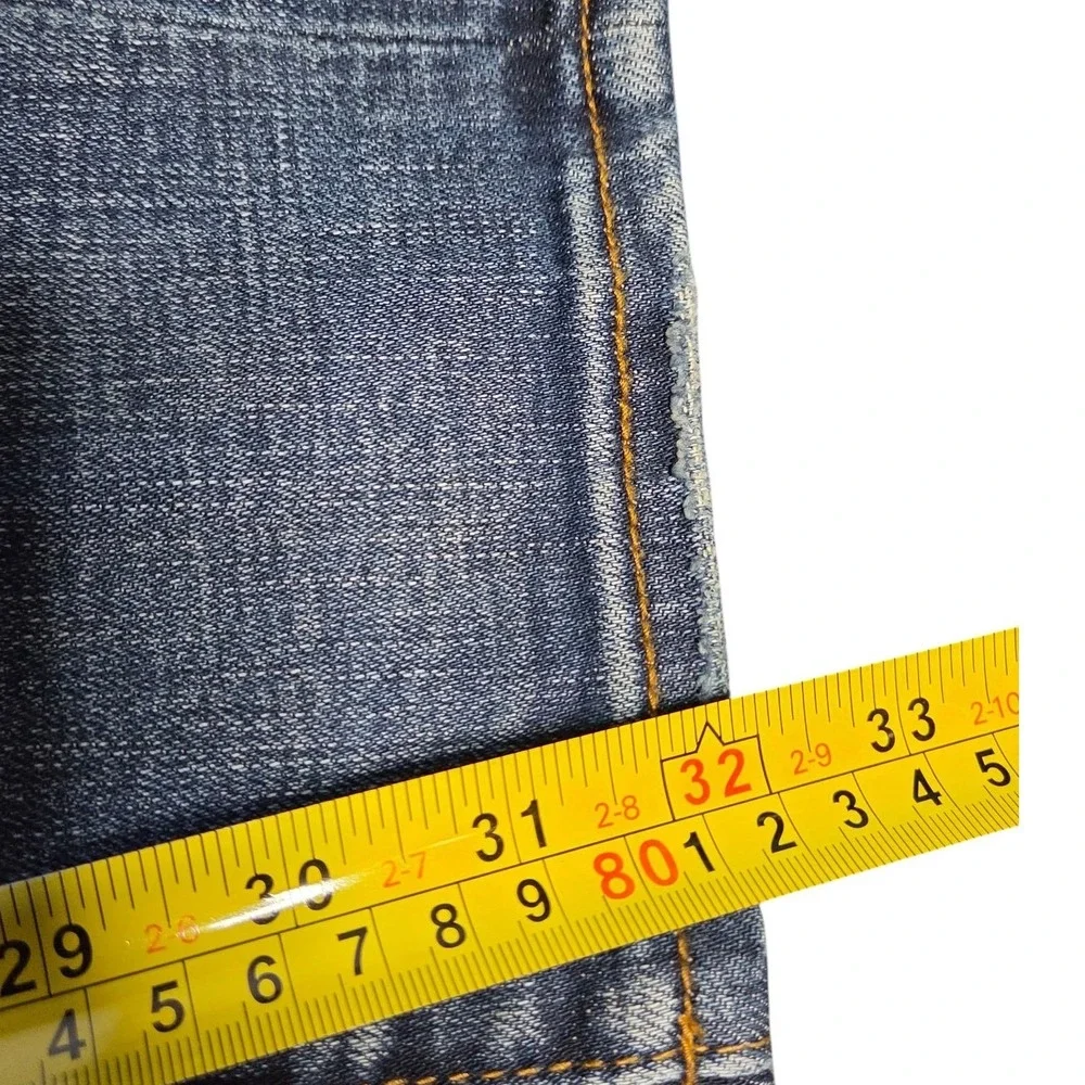 Crysp Denim Mens Distressed Skinny Jeans Dark Wash Ripped 36 X 32
